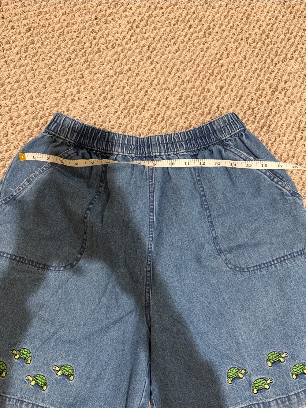 Vintage 90s K.T. Sport Denim Shorts with Green Turtle Embroidery - Picture 9 of 9